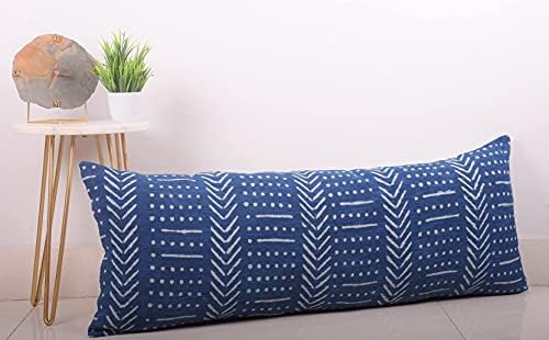 Trade Star Indigo Mudcloth Farmhouse Pillow Cover 100% Cotton Throw Cushion Case Beautiful Body Pillow Case Luxurious Bedding Decor Large Pillow Cover (Indigo Snow 14X36 INCHES) - Image 5