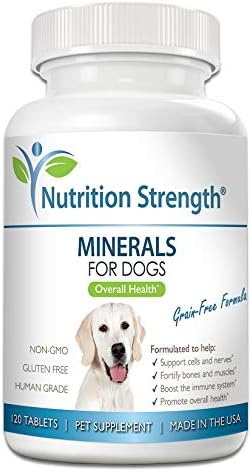 Dog Minerals & Electrolytes - Essential Raw Diet Balancer & Senior Dog Vitality Support - Calcium, Magnesium, Zinc, Iron & Selenium for Bone, Muscle & Nerve Health - 120 Tablets by NutritionStrength