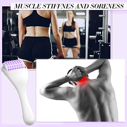 Tondiamo 2 Pcs Muscle Roller Portable Small Silicone Massager Roller Deep Tissue Muscle Massage Stick Cellulite Remover Scar Tissue Massager for Relief Face Neck Arm Back Leg(Purple,Silicone) - Image 3