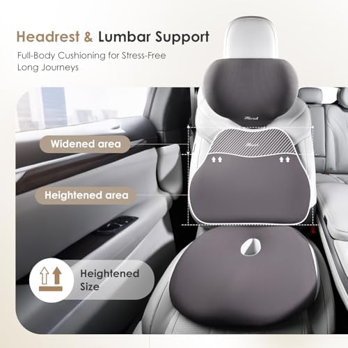 FLORICH Car Seat Cushion & Lumbar Support Pillow & Car Neck Pillow, Ergonomic Memory Foam Driving Seat Cushions for Back & Sciatica Pain Relief, Non-Slip Cushion for Car, Office Chair,Wheelchair-Gray - Image 6