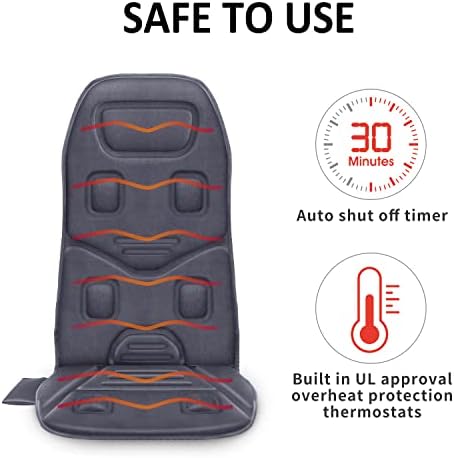 COMFIER Back Massager with Heat, 10 Motors Vibration Seat Massager, Chair Massage Pad, Heated Chair Pad, Chair Warmer,Gifts for Elderly, Mom, Dad (Gray) - Image 5