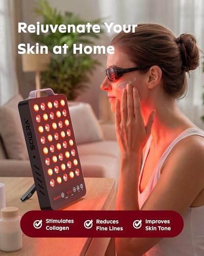 SOLRA Near Infrared Red Light Panel with Magnetic Stand 660nm 850nm Dual Wavelength LED Wellness Lamp Zero EMF Beauty Device Black - Image 2