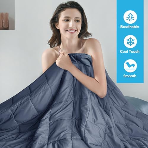 BETU Cooling Weighted Blanket for Adults Twin Size (Dark Grey,48""x72"",20lbs)，Breathable Heavy Microfiber Blanket with Premium Glass Beads All-Season Soft Thick Blanket - Image 3