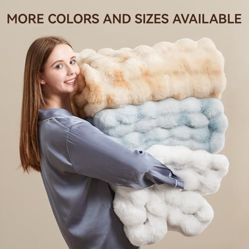 Anysay Faux Fur Throw Blanket, 1000GSM Fluffy Soft Bubble Blanket 50''*60'' - Image 7