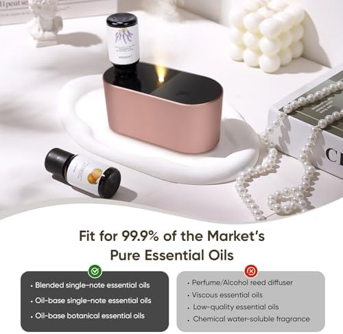 Lecdura Waterless Diffuser for Essential Oil, Battery Operated Scent Air Aromatherapy Diffuser, Mini Aroma Diffusers with 3 Intermittent Mist Modes, Cycle Start for Home Office Bedroom - Rose Gold - Image 6