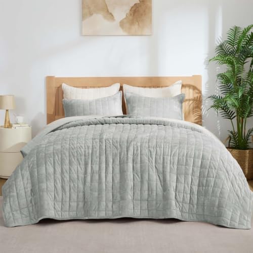 BEDELITE Velvet Quilt Set Queen Size, Luxury Velvet Comforter Bedding by BEDELITE