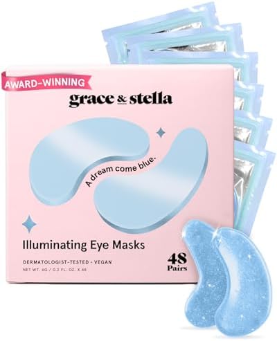 grace & stella Award Winning Under Eye Mask Reduce Dark Circles, Puffy Eyes, Undereye Bags, Wrinkles, Gel Under Eye Patches, New Mom Gifts - Vegan Self Care (48 Pairs, Blue) by GraceStella