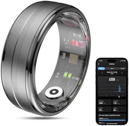 Smart Ring Health Tracker for Men/Women,Fitness Ring Sleep Tracker,Fast Charging for Long-Lasting Use,for Pedometer Exercise,Monitor Sleep, Heart Rate, Stress,Waterproof (Black, 10) by MagLoop