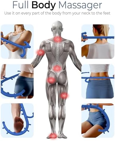 Back and Neck Massager for Pain Relief Deep Tissue, Upgraded Full Body Trigger Point Cane Massage Tools, Massage Stick Pressure Point Hook, Muscle Knot Remover Tool (Blue) - Image 2