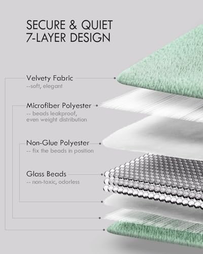 Weighted Lap Blanket for Adults, 7 lbs 41" x 53", Leaf Pattern, Sage Green - Image 4