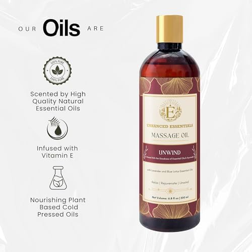 Unwind Massage Oil with Rosehip,Apricot & Vitamin E by |Scented with Pure Essential Oils only|Silky,Relaxing & Nourishing|Ideal for Date Nights|200ml (6.76 fl oz) - Image 2