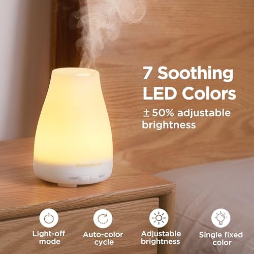 InnoGear 2 Pcs Essential Oil Diffuser Aroma Diffusers for Home, Basic White - Image 6
