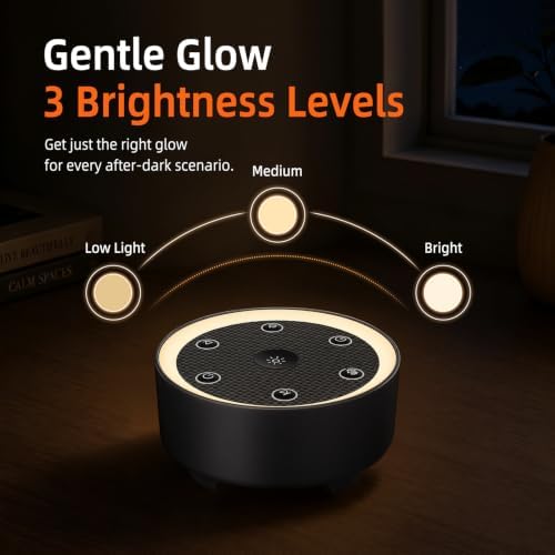 Kipcush White Noise Machine for Sleeping, Baby & Adults, High-Fidelity Non-Looping Sounds, Sleep Sound Machine with Dimmable Night Light, USB Powered, Memory Function, Home, Nursery & Travel - Image 4