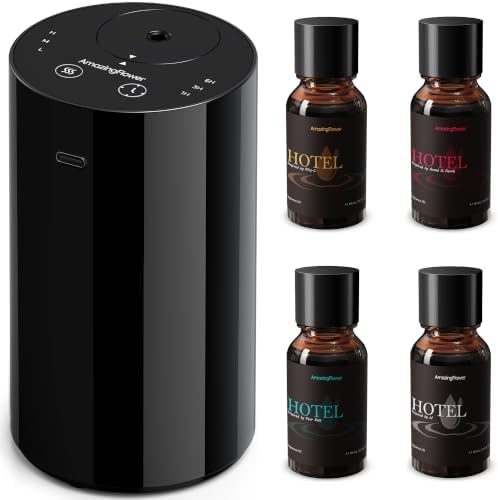 Waterless Essential Oil Diffuser Starter Kit with 4x10mL Hotel Scent Oils by AMAZINGFLOWER