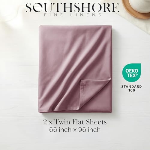 Twin Flat Sheets Only 2 Pack Microfiber Oversized Hotel Quality Lavender - Image 2