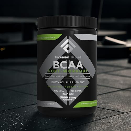 Fossil Fuel Sugar-Free BCAA Powder – Post-Workout Muscle Recovery with BCAAs, Glutamine, Vitamin B6, Amino Acids, Endurance & Hydration, Honeydew Watermelon (30 Servings) - Image 7
