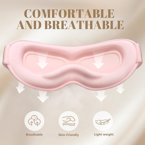 Sleep Mask for Women Men - 100% Blackout Eye Masks for Sleep, Lash Extensions 3D Contoured Sleeping Mask, Soft Adjustable Light Blocking Eye Cover Blindfold for Travel, Pink - Image 6