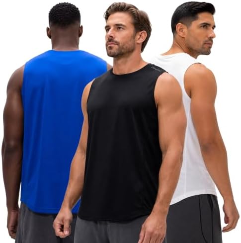 DEVOPS 3 Pack Sleeveless Men's Muscle Shirts Dry Fit Tank Top Gym by DEVOPS