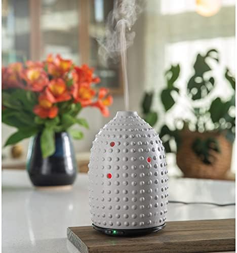 Airome Gray Hobnail Medium Essential Oil Diffuser|100 mL Humidifying Ultrasonic Aromatherapy Diffuser 8 Colorful LED Lights, Intermittent & Continual Mist, Auto Shut-Off - Image 2