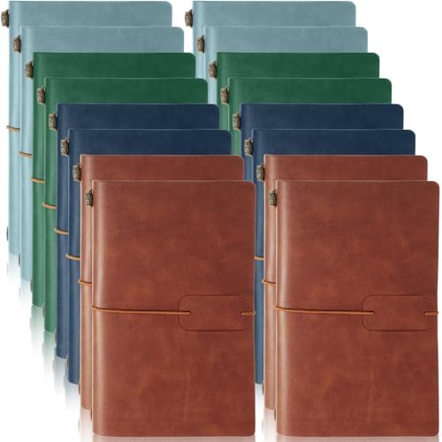 Sabary 16 Pcs Standard Size Refillable Leather Journal Bulk, Deep Color by Sabary
