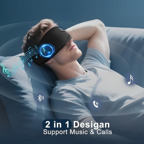 Sleep Mask with Bluetooth 5.4 Headphones - Blackout Sleeping Mask Side Sleeper Eye Masks Earphone Rechargeable Headband Wiless Music Ear Muffs Portable Travel Essentials Gift for Women Men Mom - Image 6