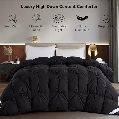 SNOWMAN Premium Down Comforter Cal King, Black Duvet Insert All Season - Image 2