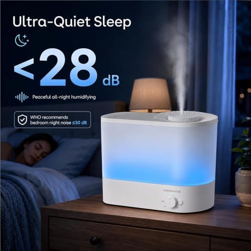 MEGAWISE 6L Ultrasonic Cool Mist Humidifier for Large Room, Bedroom, Baby Room and Plants, Quiet Under 28dB, Adjustable Mist Output, Auto Shut-Off, Low Power Humidifier - Image 6