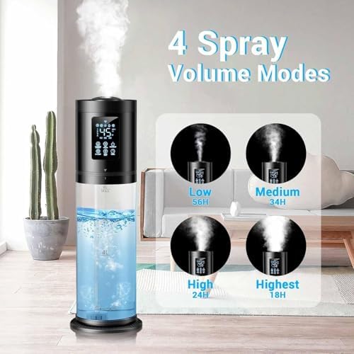Humidifiers for Bedroom Large Room, 4 Levels Cool Mist Humidifier with Clear Tank, 7 Color Lights Essential Oil Diffuser with 16H Timer, Top Fill Humidifier for Home Plants Office - Image 2
