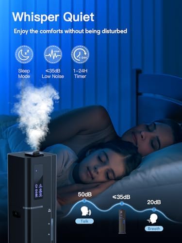 10L/2.64Gal Humidifier, Top Fill Quiet Ultrasonic Cool Mist Humidifiers for Bedroom, Covers 550ft², 60H Runtime, 24H Timer, 3 Mist Modes Humidifier Large Room, Home, Office, Plants, Black - Image 5