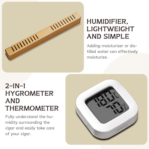 Cigar Humidor, Transparent Humidor Box with Humidifier and Hygrometer, Desktop Cigar Humidor Box with Cedar Wood Chips, Cigar Case, Cigar Gifts for Men (small hold 25-30 cigars) - Image 4
