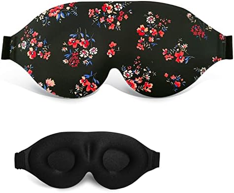 3D Sleep Mask, 100% Blackout 3D Contoured Sleep Eye Mask (Floral) by FOX-TECH