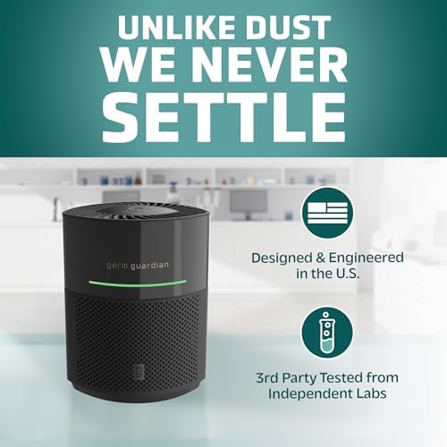 GermGuardian Airsafe+ HEPA Air Purifier for Home, Large Rooms Up To 1043 Sq. Ft. with HEPA Air Filter, UV-C Light & Air Quality Sensor, AC3000B, Black - Image 7