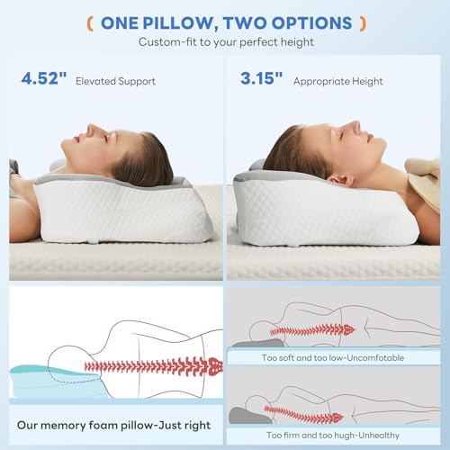 Sweetcrispy Cervical Pillow for Neck and Shoulder - Ergonomic Memory Foam Pillows, Contour Side Sleeper for Adults, Cooling Orthopedic Neck Support for Back Stomach Sleepers, Grey - Image 4