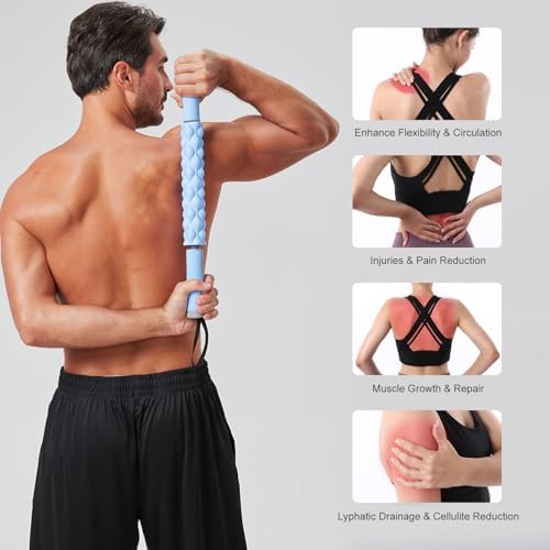 Muscle Roller,EVA Material, Massage Roller Stick for Athletes and Office Workers, Relieves Muscle Tension and Pain(EVA Blue) - Image 4