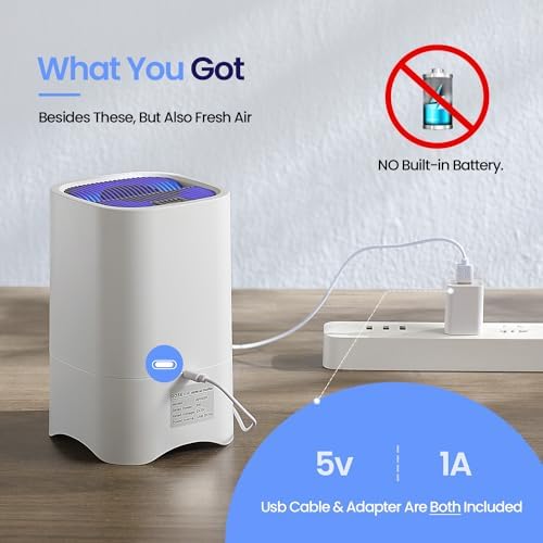 ROSEKM Small Air Purifiers for Home, Mini Air Purifier for Desktop, Bedroom, Office, Car, Room, Portable HEPA Air Purifier Air Cleaner for Smoke, Dust with Night Light - Image 6
