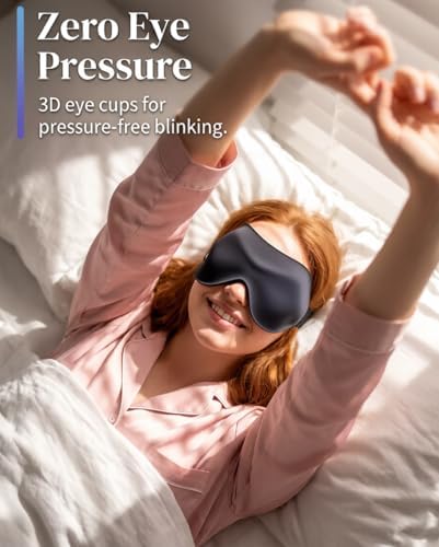Eye Masks for Sleep Light Blocking: Lightweight 3D Contoured Sleep Mask for Men - Zero Pressure Blindfold Airplane Travel Essentials - Perfect for Night Shift Meditation College Dorm (Black) - Image 4
