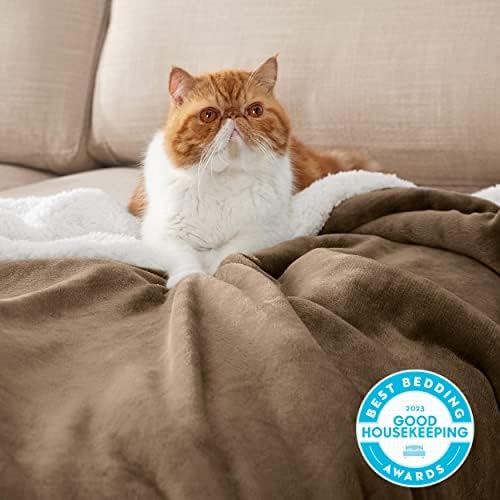 Bedsure GentleSoft Sherpa Fleece Blanket Queen Size for Bed, Non-Heated, Thick and Warm Throw for Women and Men, Soft Fuzzy Plush Queen Blanket for Winter, Camel, 90x90 Inches - Image 2