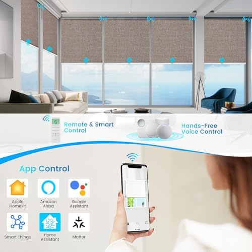 Motorized 100% Blackout Roller Shades – Custom Smart Blinds with Remote Control, Rechargeable Battery or Plug-in Motor, Tuya WiFi Optional, Home & Office Automatic Window Shades (Coffee Brown/CH9566) - Image 2