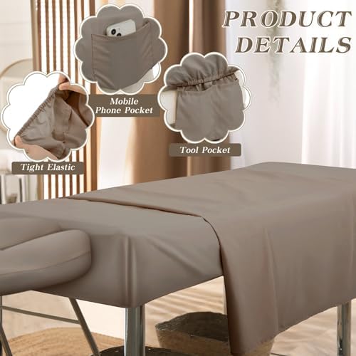 Mixweer 9 Pcs 3 Set Microfiber Massage Table Sheets Set Bulk Includes Flat Sheet, Fitted Sheet with Pocket, Face Rest Cover(Walnut) - Image 3