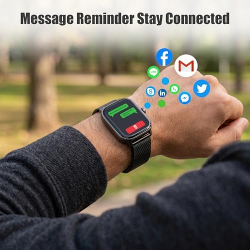 Smart Watch for Men & Women Android & iPhone, 1.83" HD Touchscreen, 24/7 Heart Rate, Sleep & Fitness Tracker, Answer/Make Calls/100+ Sports Modes/Message Reminder, IP68 Waterproof, Pedometer, 2 Bands - Image 2