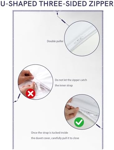 YnM 3-Side Zipper Duvet Cover for Weighted Blankets | Easy on, Easy Off White, 90"x90" - Image 4