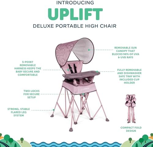 Baby Delight Go with Me Uplift Deluxe Portable High Chair, Canyon Rose - Image 3