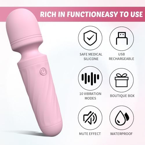 Mini Massager Wand-Waterproof,10 Vibration(Light Pink) - Image 3