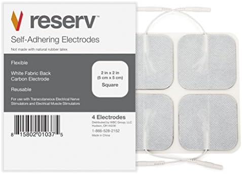 reserv 2" x 2" Premium Re-Usable Self Adhesive Electrode Pads for TENS/EMS Unit, Fabric Backed Pads with Premium Gel (Latex Free) (1/2 Pack (20 electrodes) by Reserv