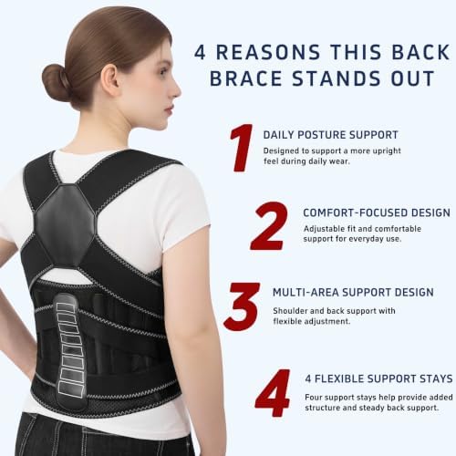 Back Brace Posture Corrector for Women and Men Upgraded Dynamic Traction Correction System Adjustable Shoulder Support Straightener Helps Reduce Upper Lower Back Pain Suitable for Hump Scoliosis Black Large - Image 3