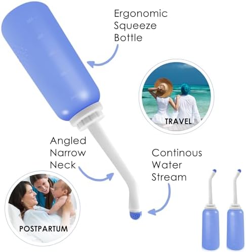 Peri Bottle Postpartum, RUFCRIL 2-Pack 500ml Bidet Bottle, Upside Down Peri Bottle, Boilable TPE, Travel Bag, for Perineal Care, Hemorrhoid Care, Feminine Cleansing & Baby (Blue) - Image 7