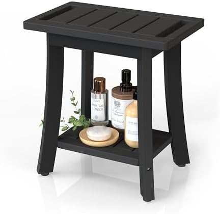 Waterproof HIPS Shower Bench for Inside Shower, Shower Stool, Black by BEKVEMLIVING