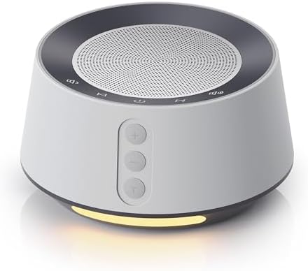 White Noise Machine with Night Light – 20 Soothing Sounds, 10 Color Lights, 5 Timer Settings & Memory Function, Portable Sleep Sound Machine for Baby Nursery, Kids & Adults, Grey by BGOVERSSWhiteNoiseMachine