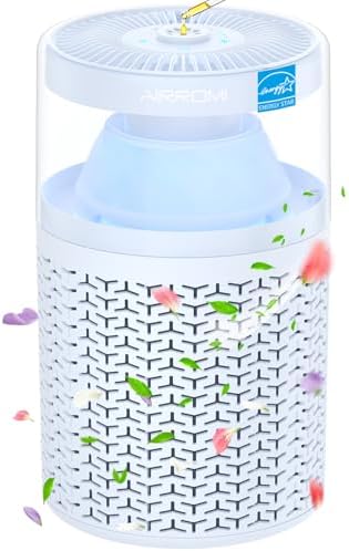 AIRROMI Pet Air Purifier for Home & Bedroom, HEPA Activated Carbon Filter, Removes Pet Dander & Odor, Allergies, Smoke, Hair, Night Light, Fragrance Sponge, Up to 658 ft², A2002 Blue by AIRROMI