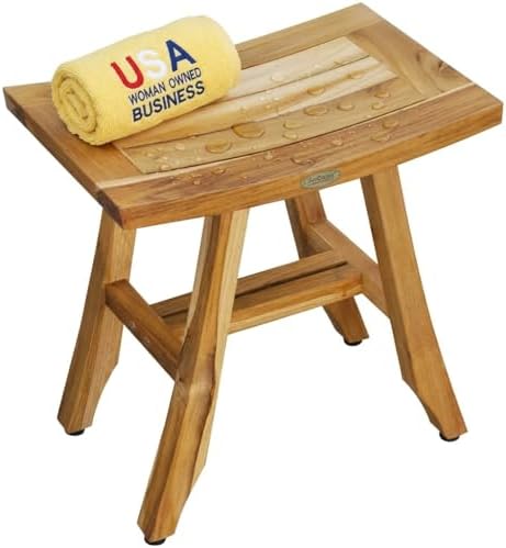 EcoDecors Satori 18-Inch Natural Teak Shower Stool, Waterproof by EcoDecors